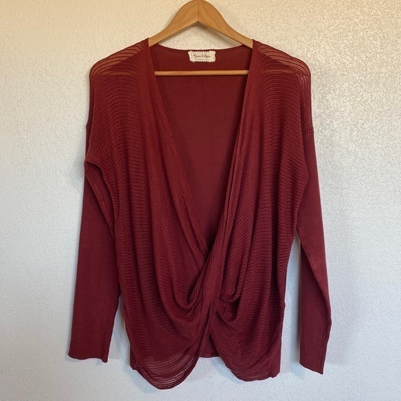 Grace & Lace Sweaters - Grace & Lace Red Rust Sweater w/Sheer front Size Medium